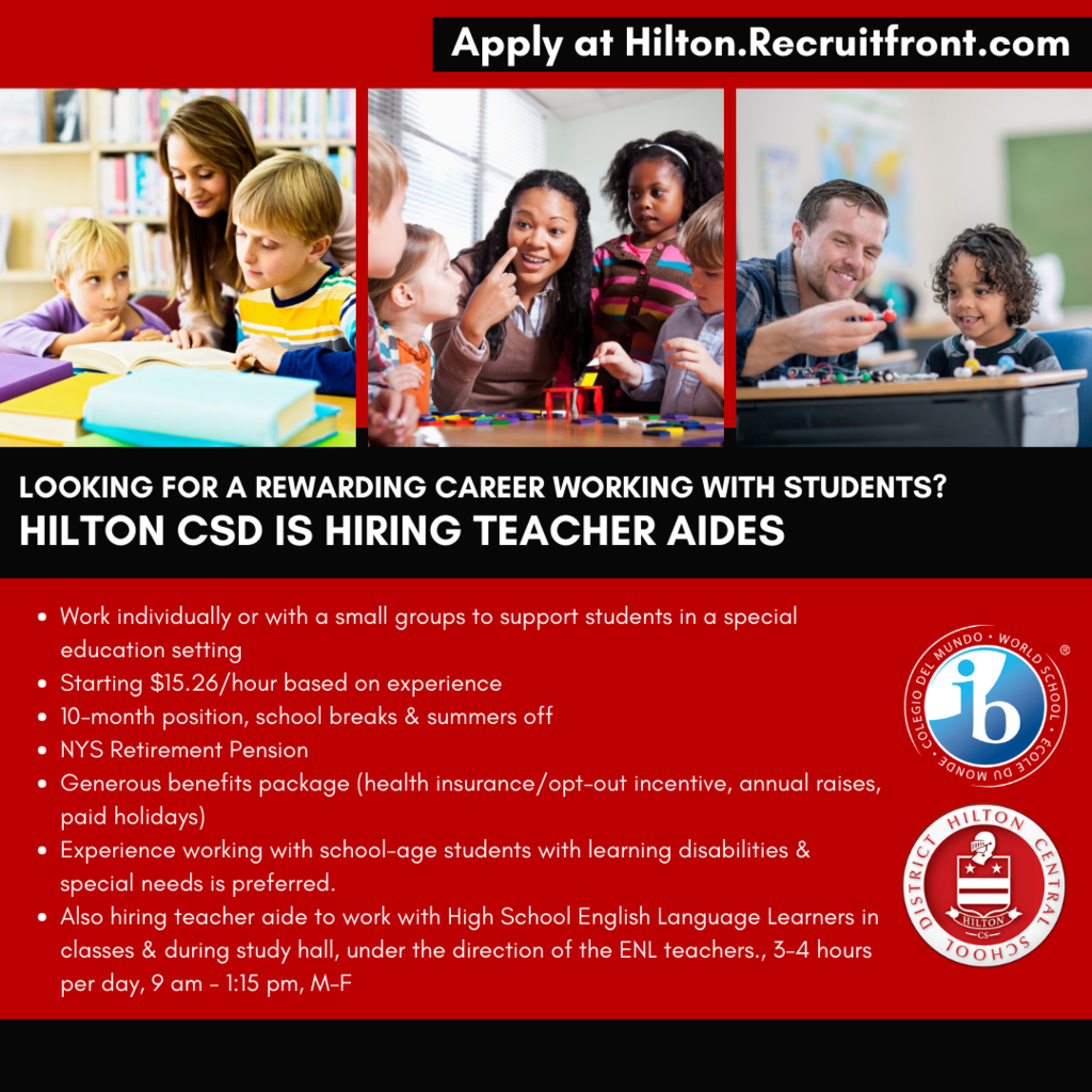 Hilton CSD is hiring teacher aides