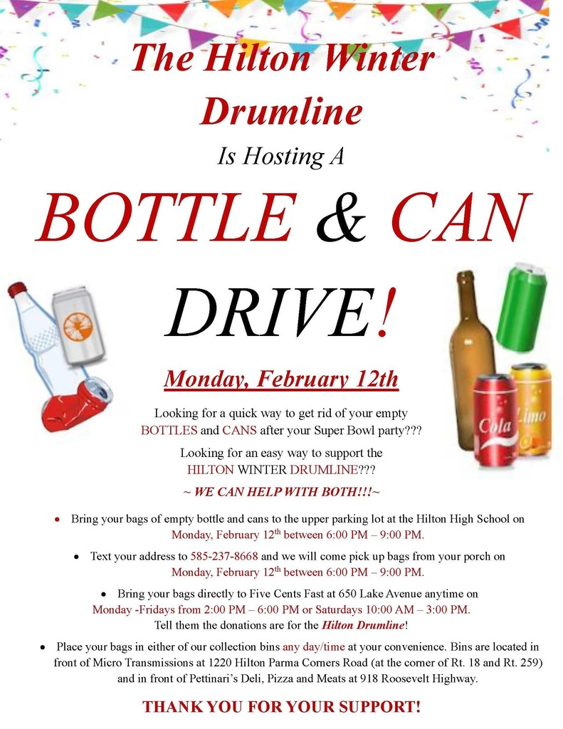 Bottle & Can Drive flyer