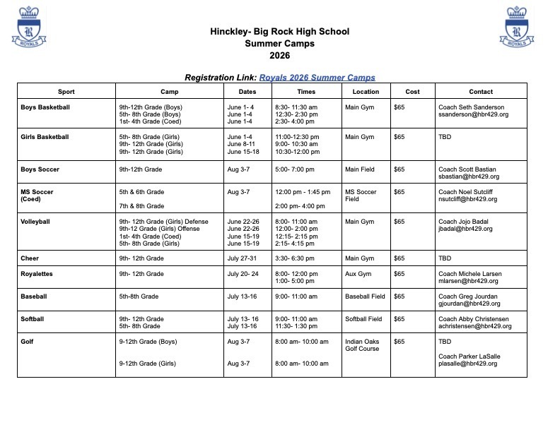HBR Summer Camps 2026