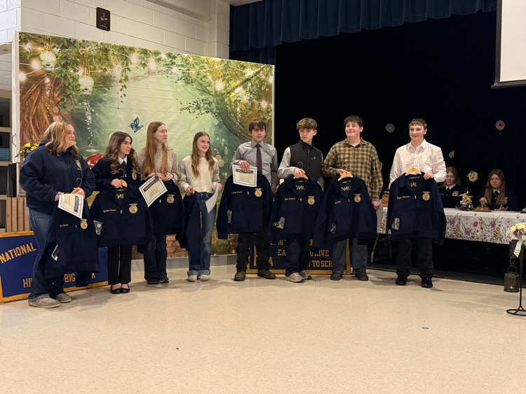 Students receiving FFA Jackets