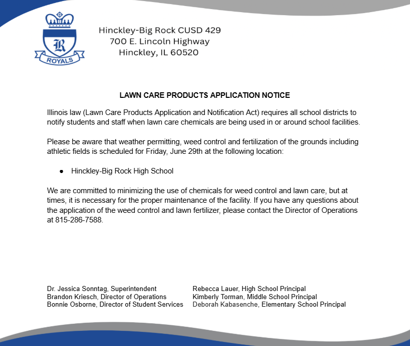 Lawn care products application notice