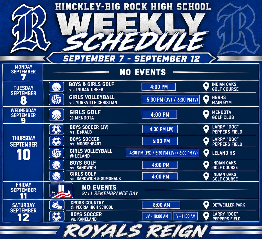 Athletic Events 9/7- 9/12