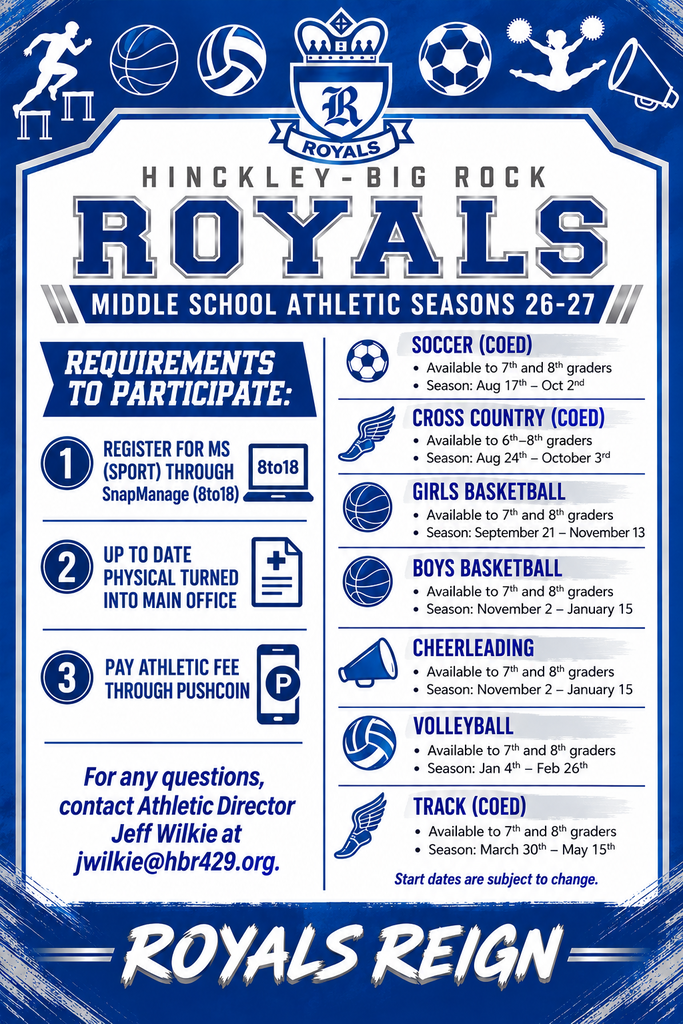Updated MS Athletic Calendar