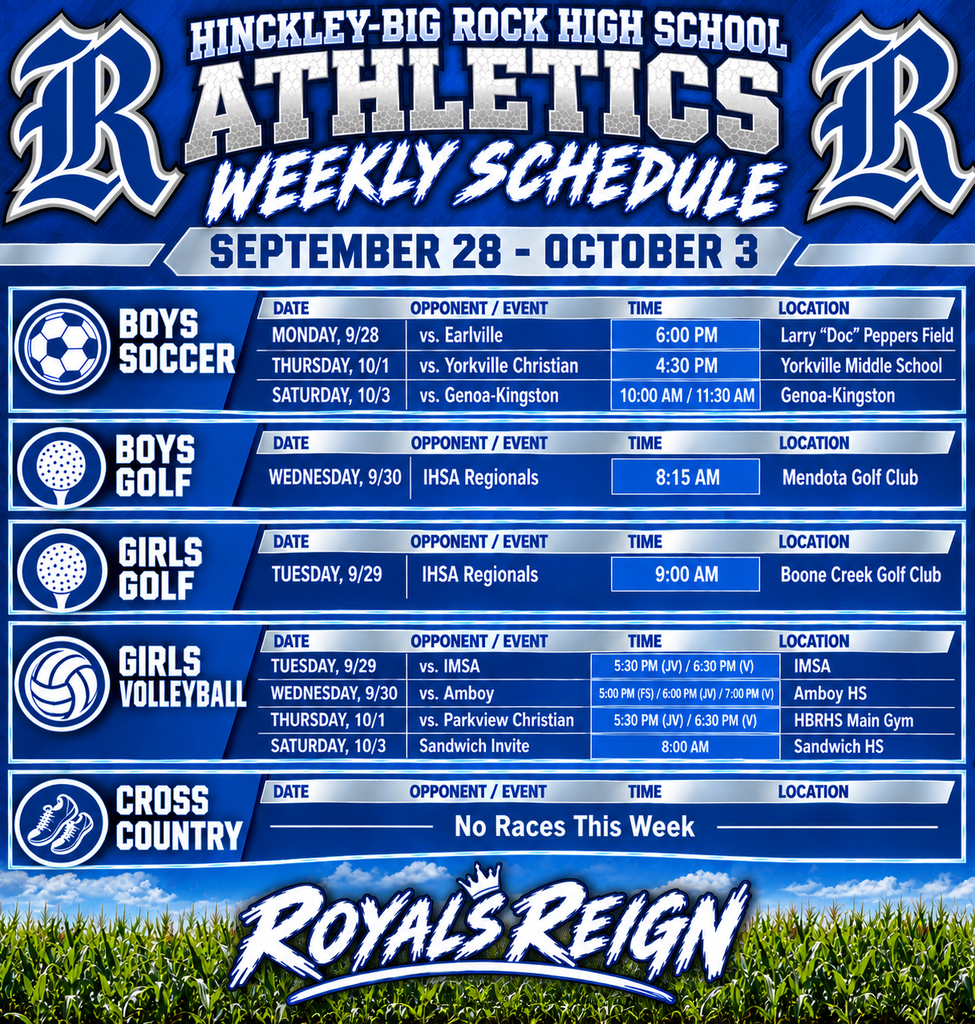 Athletic Schedule 9/28-10/3