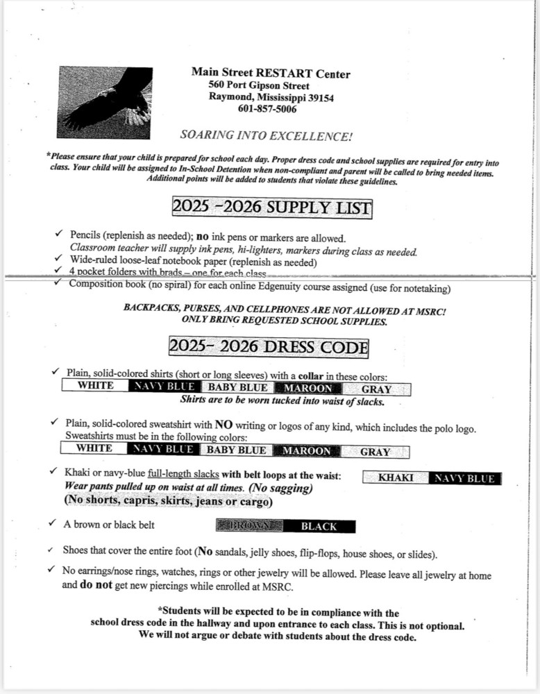 MSRC Dress Code Information .