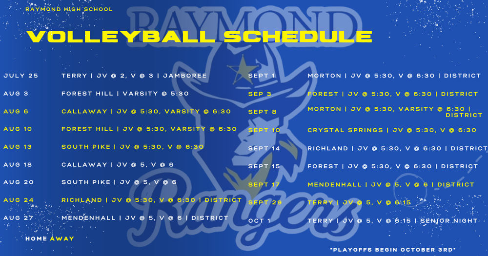 26-27 Volleyball Schedule