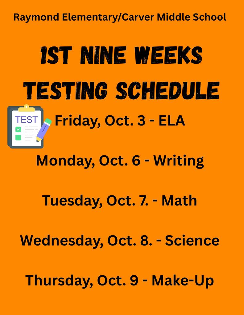 Testing Schedule