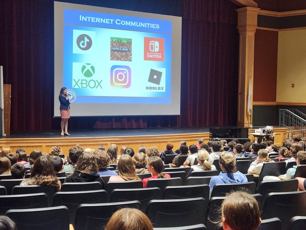 Assistant District Attorney Elizabeth O’Connell speaking to HMS students about cyber sense.
