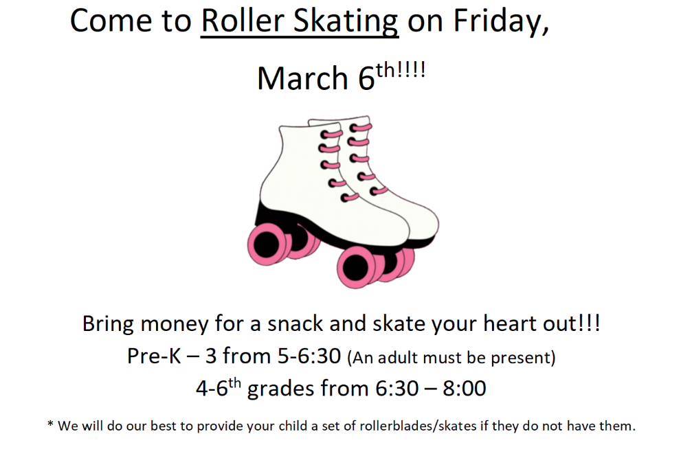 PTO Roller Skating March 6th