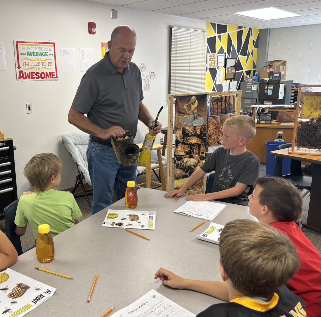 Loren Field showing the smoker. 