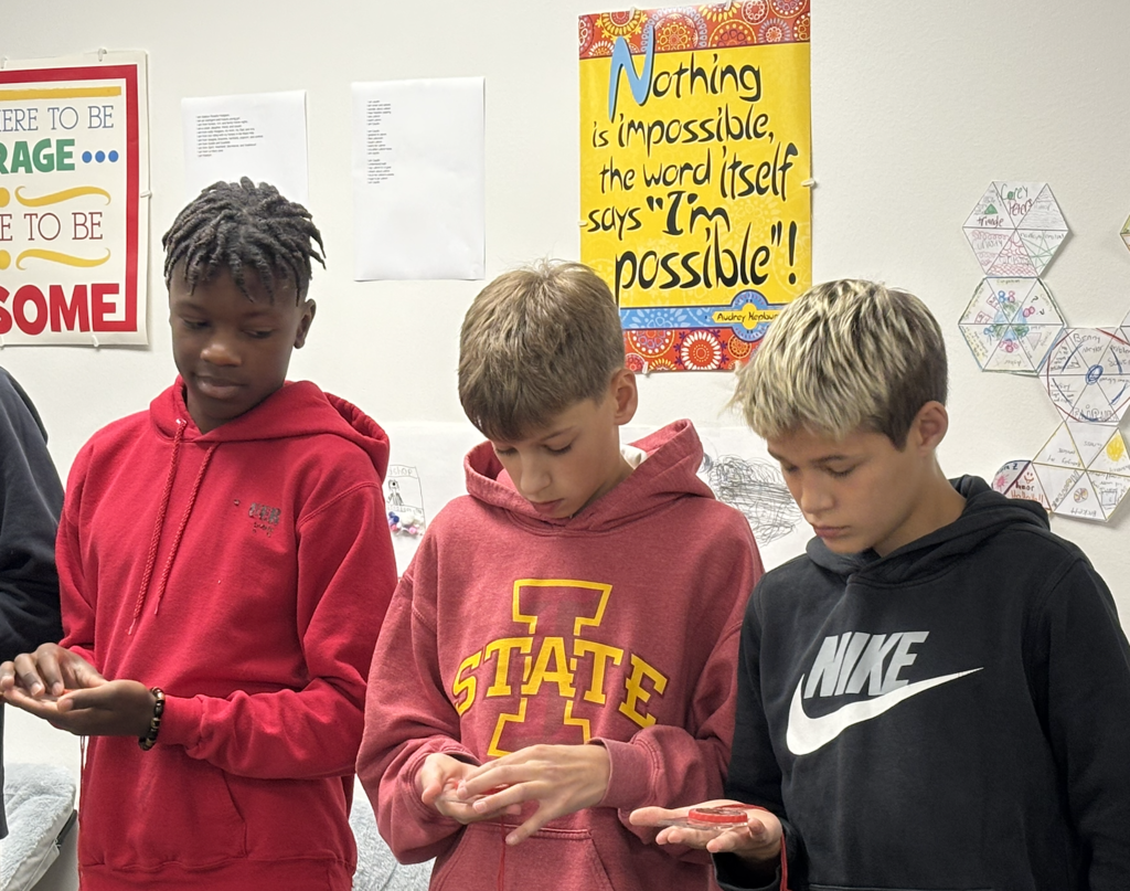 students working with a compass on orientation skills