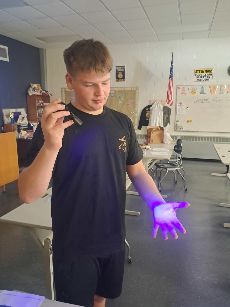 Observing the "germs" on their hands.