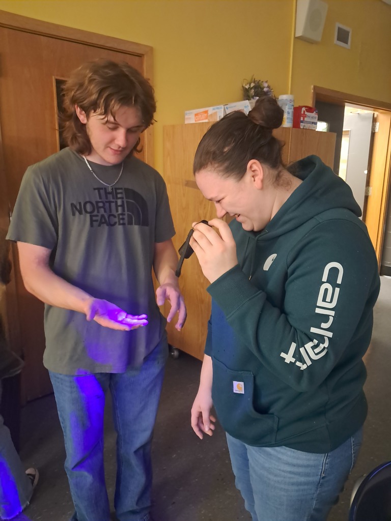 Observing the "germs" on their hands.