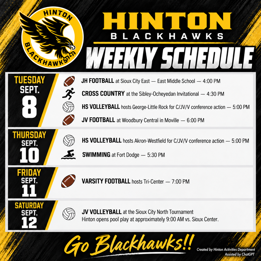 Weekly Schedule - September 7-13