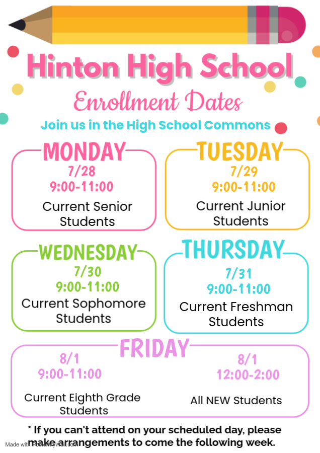 HIGH SCHOOL ENROLLMENT DATES