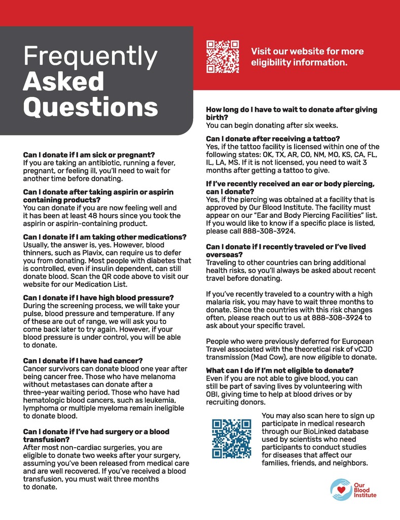 FAQ blood drive