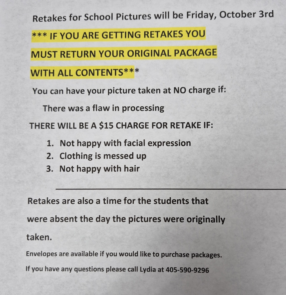 PICTURE RETAKES INSTRUCTIONS
