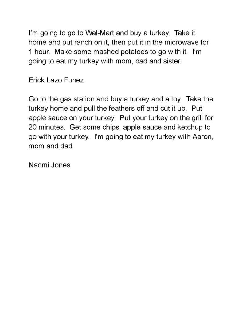 Mrs. Blair's Class HOw to Cook a Turkey