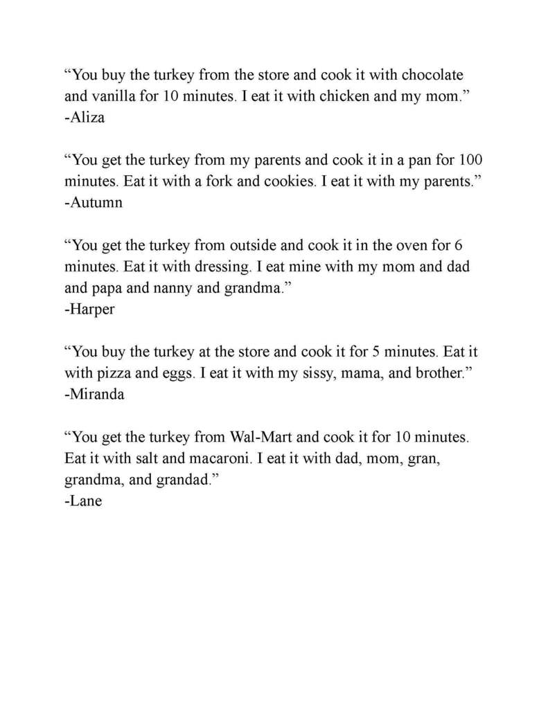 Ms. Mashaney's Class HOw to Cook a Turkey