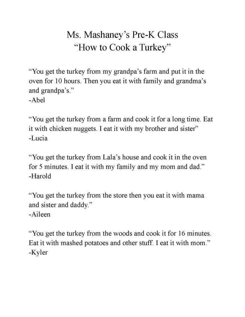Ms. Mashaney's Class HOw to Cook a Turkey