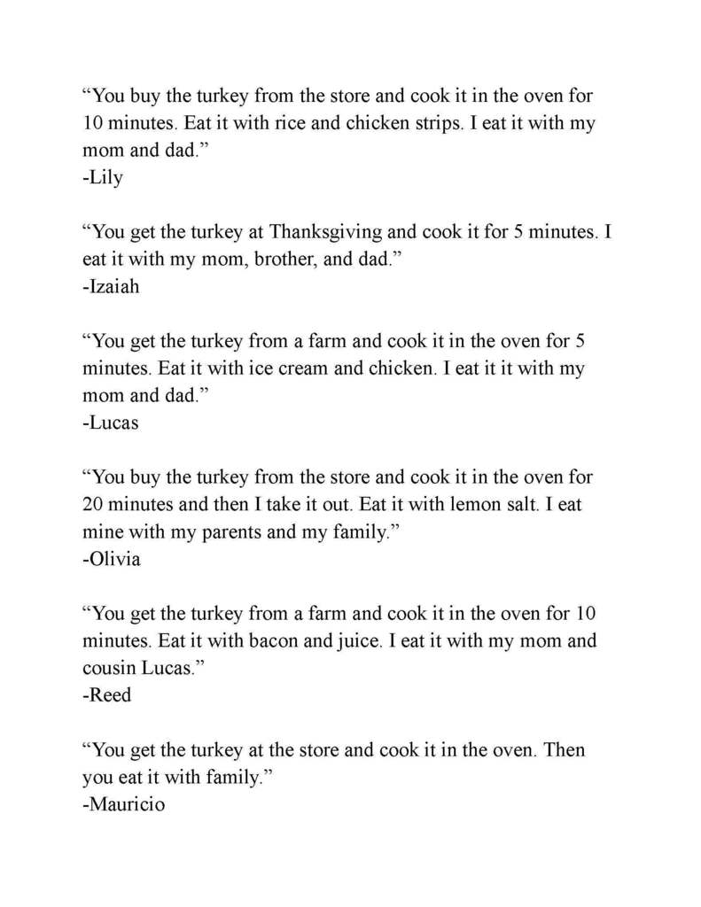 Ms. Mashaney's Class HOw to Cook a Turkey