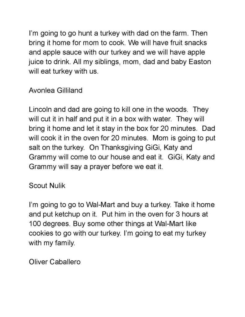 Mrs. Blair's Class HOw to Cook a Turkey