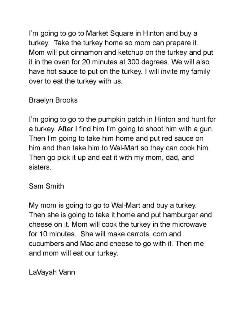 Mrs. Blair's Class HOw to Cook a Turkey