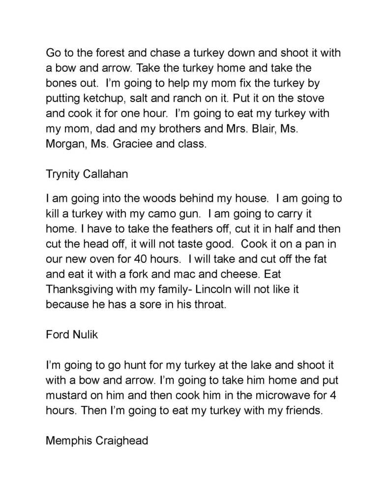 Mrs. Blair's Class HOw to Cook a Turkey