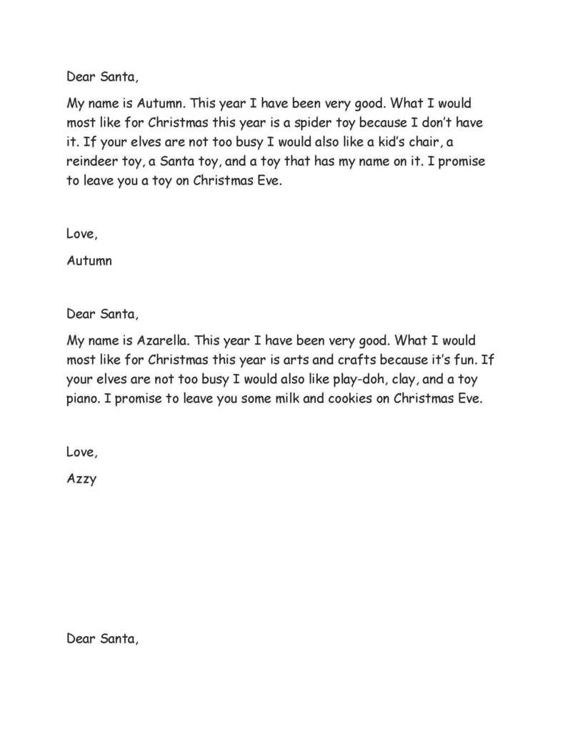 Ms. Mashaney's class Santa Letters