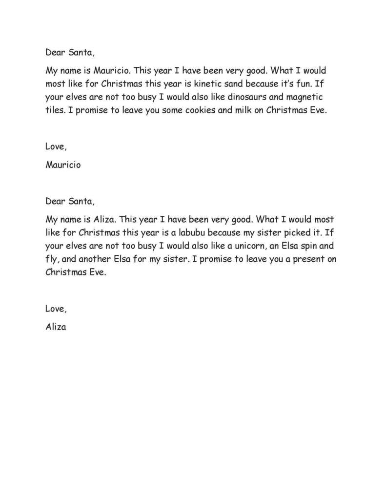 Ms. Mashaney's class Santa Letters