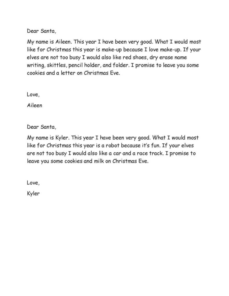 Ms. Mashaney's class Santa Letters