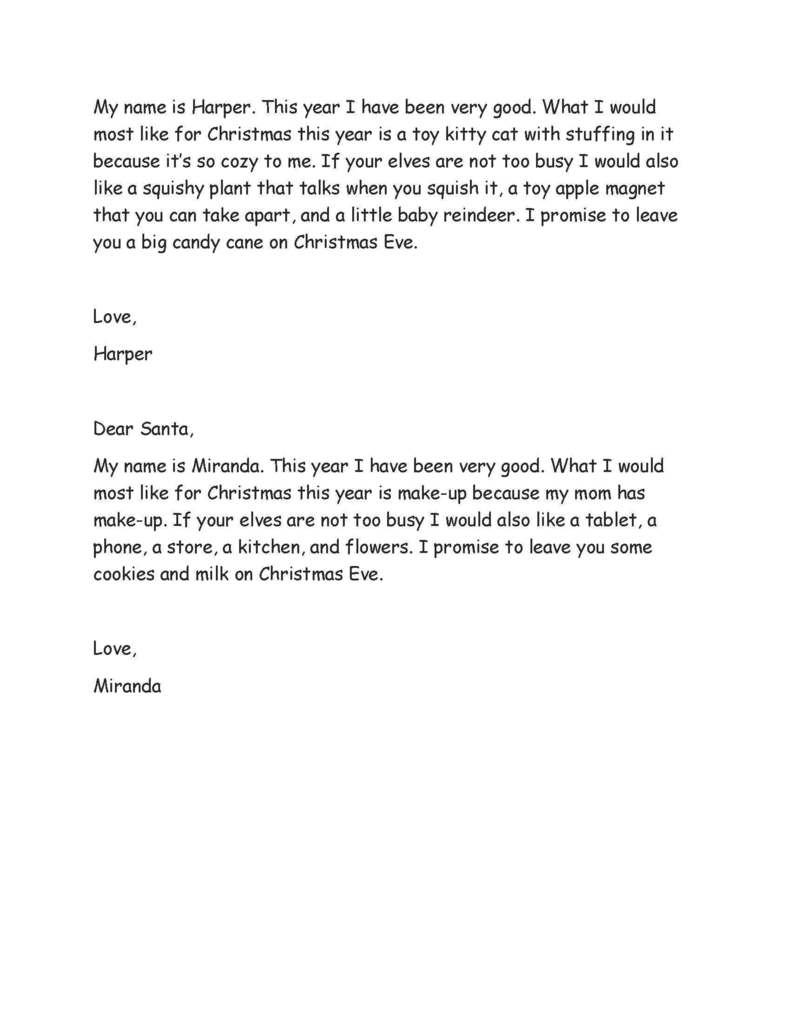 Ms. Mashaney's class Santa Letters