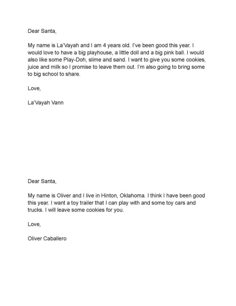Mrs. Blair's class santa letters