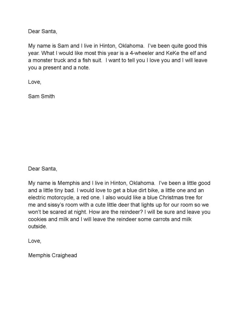 Mrs. Blair's class santa letters