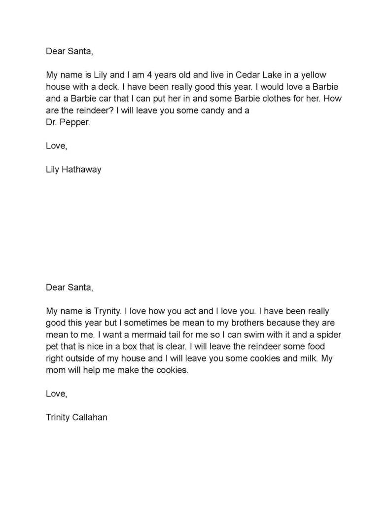 Mrs. Blair's class santa letters