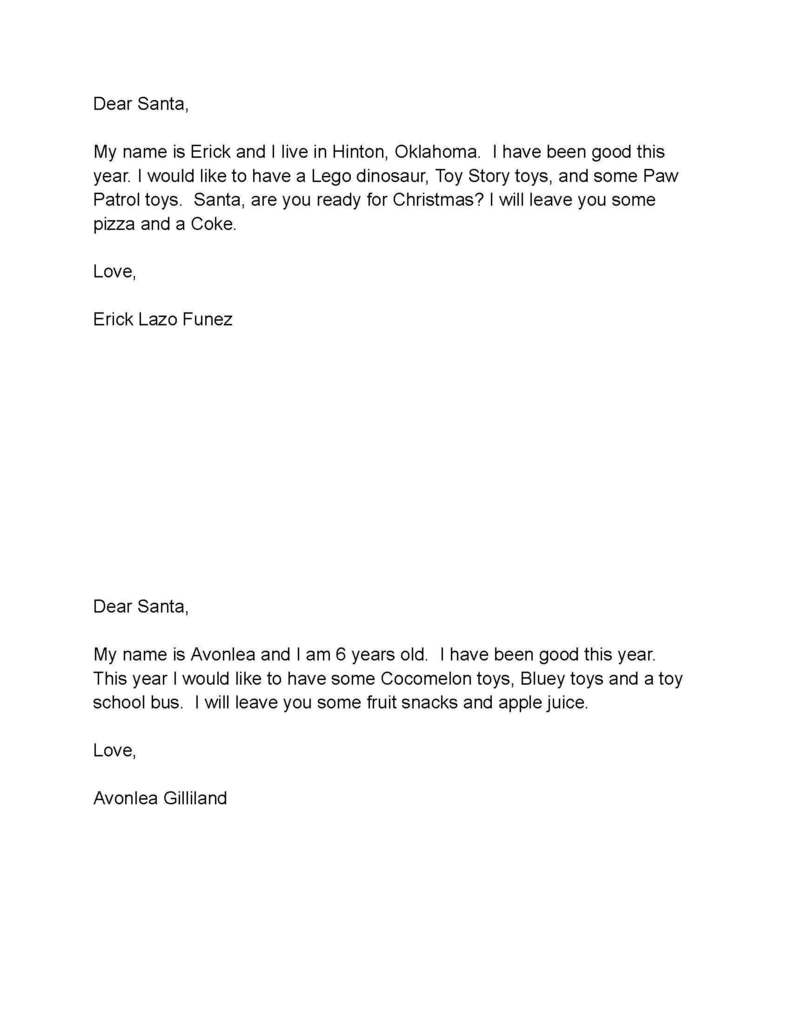 Mrs. Blair's class santa letters
