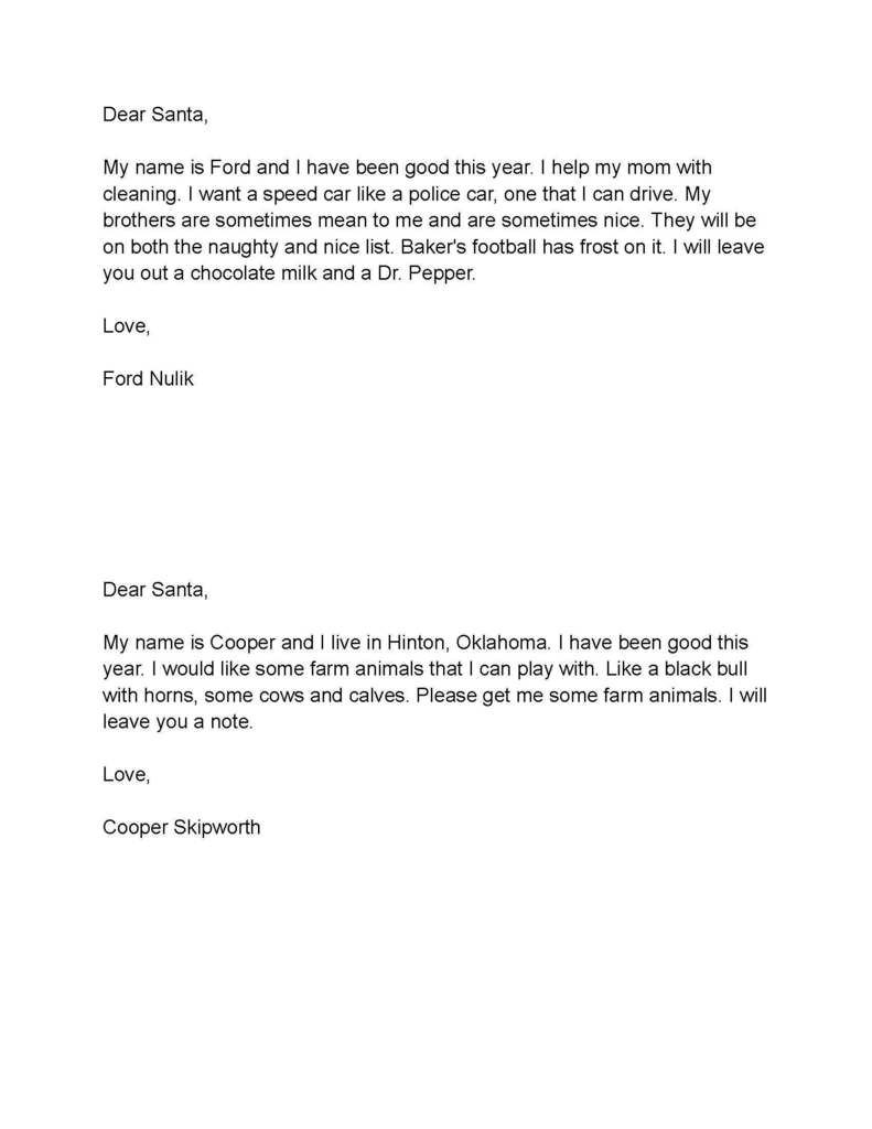 Mrs. Blair's class santa letters