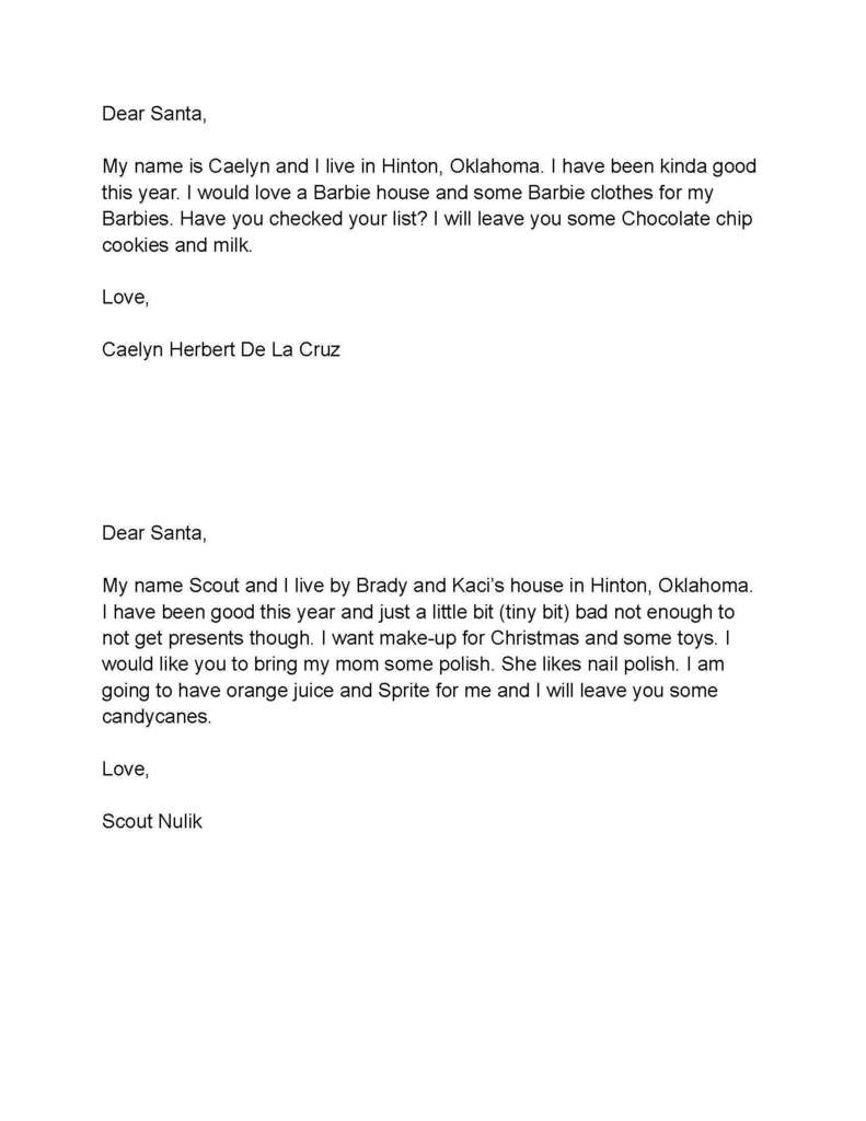 Mrs. Blair's class santa letters