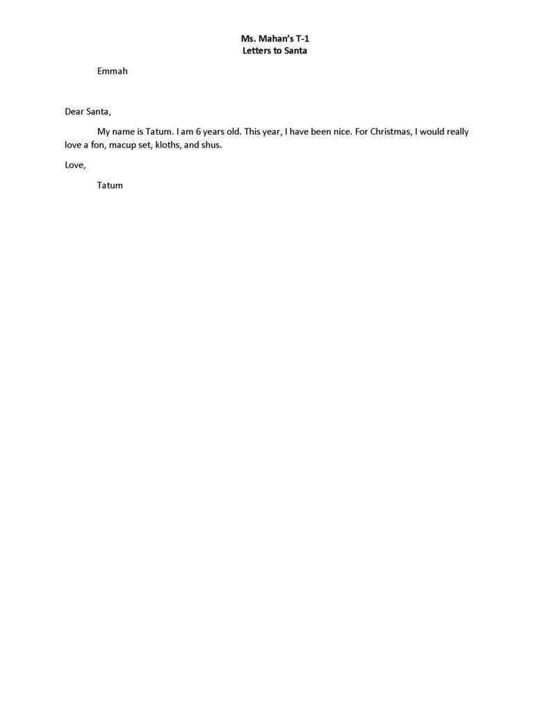 Ms. Mahan's Santa letters