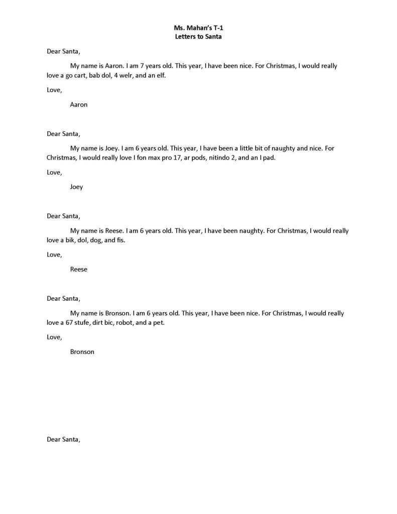 Ms. Mahan's Santa letters