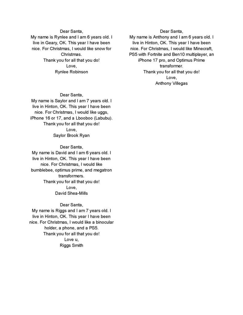 Mrs. Smith's Santa letters