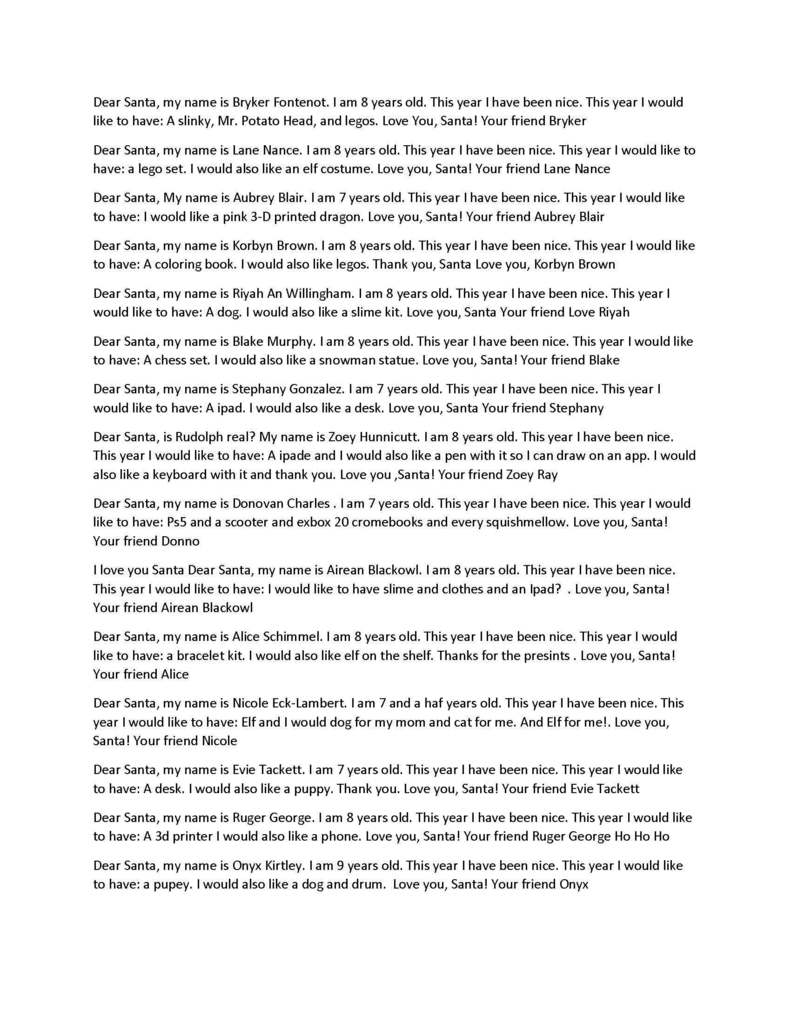 Mrs. Mooter's Santa letters