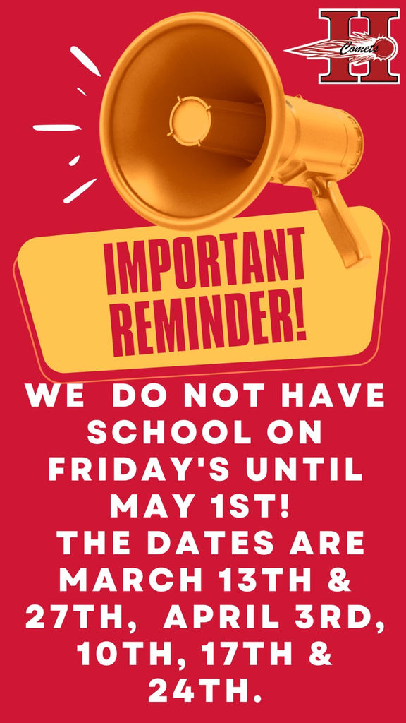 No school on Friday’s until May 1st