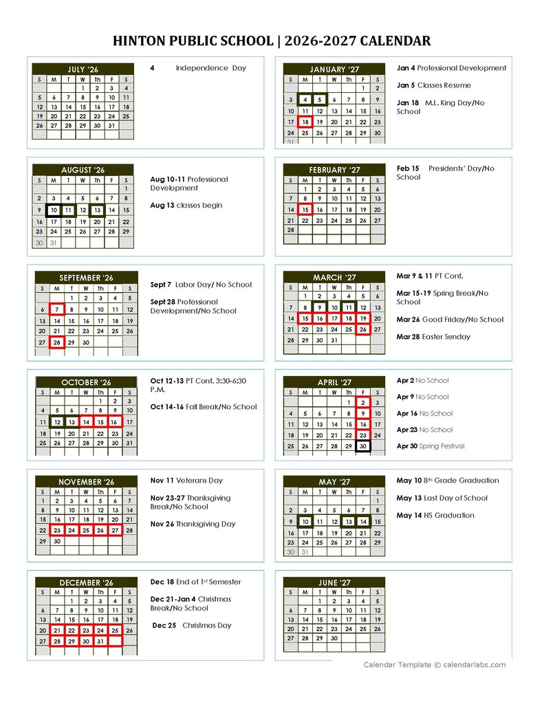 School Calendar 26-27