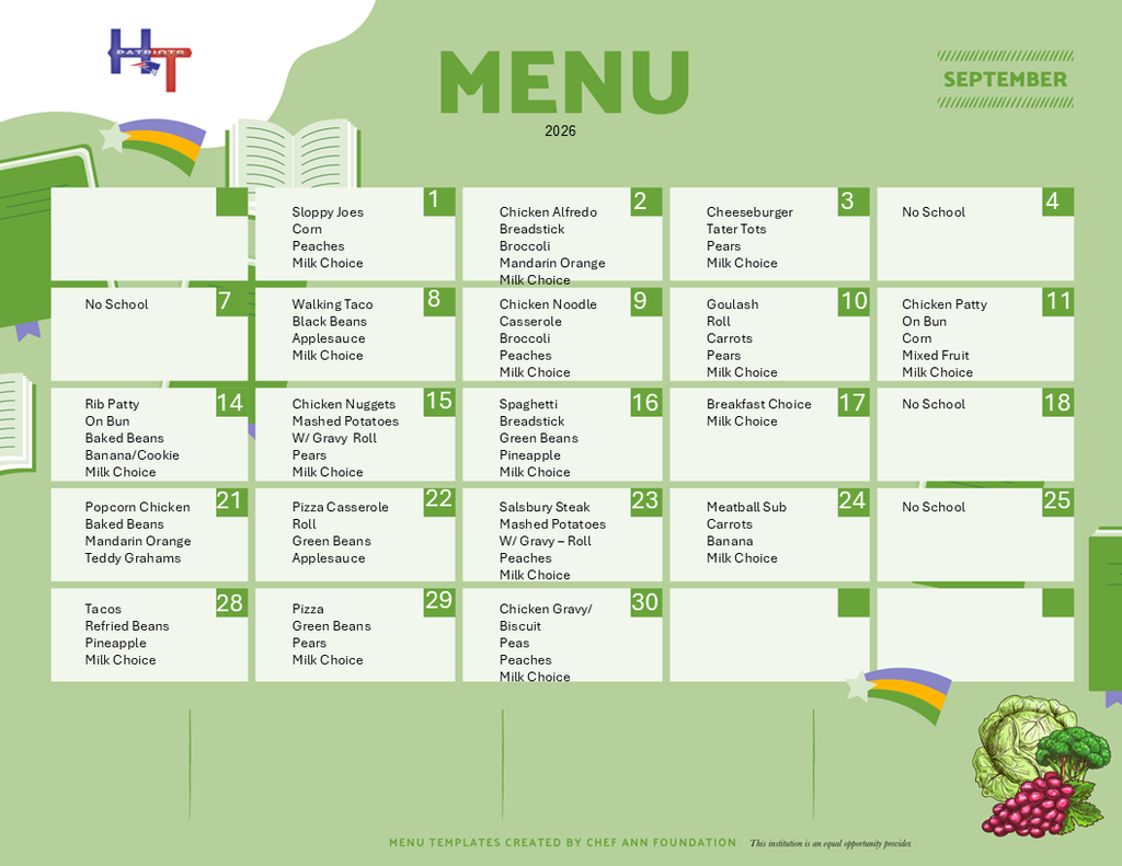 September Lunch Menu