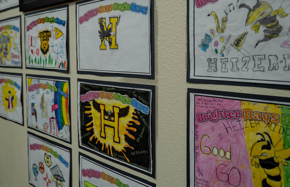 Attendance Flags drawn by students on display at this months Board Meeting.