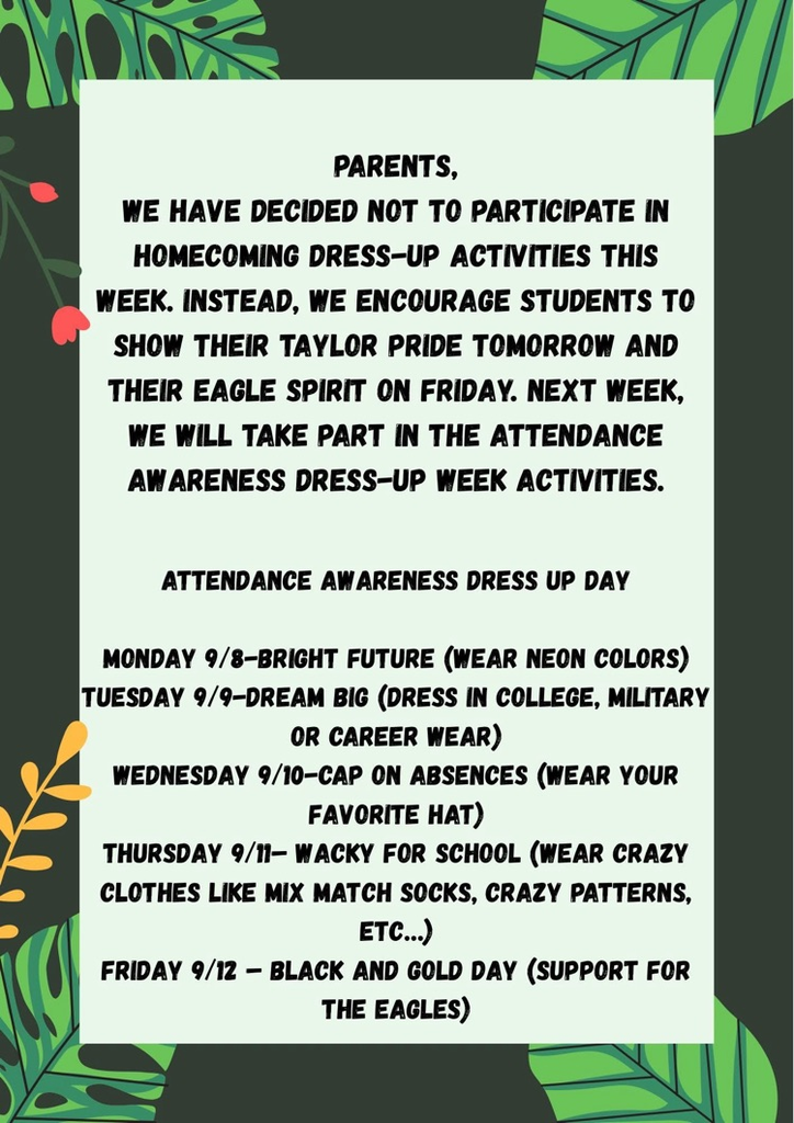 dress up days for September 