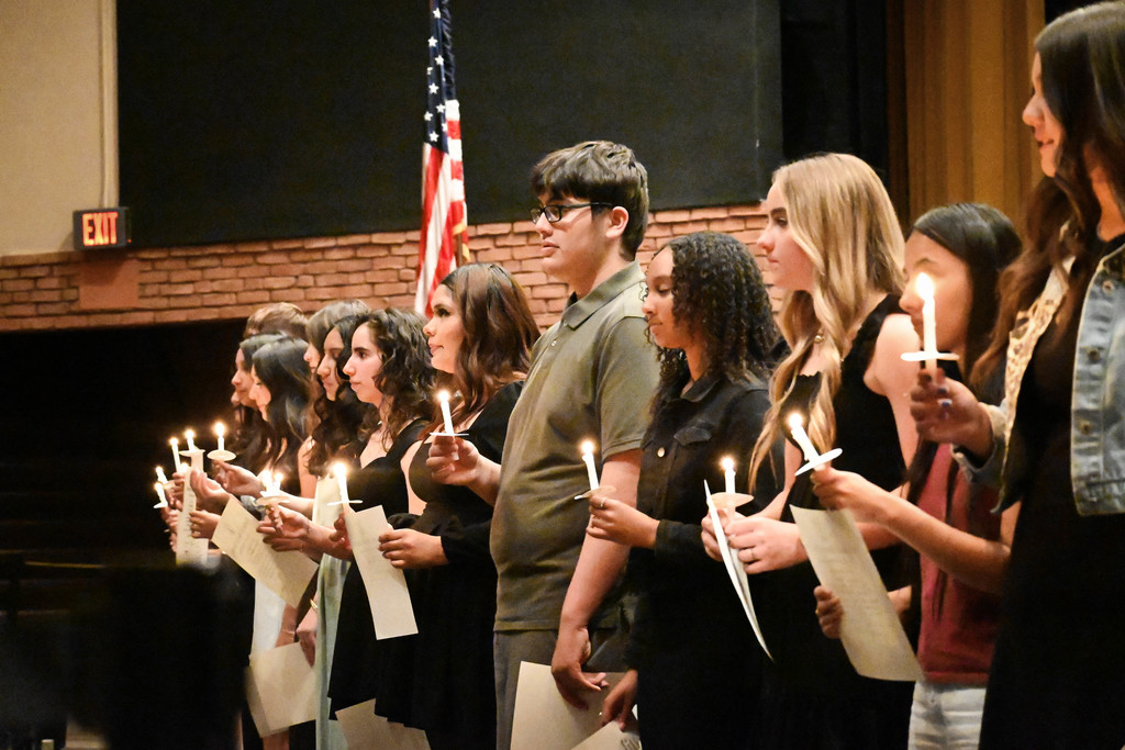 students with candles