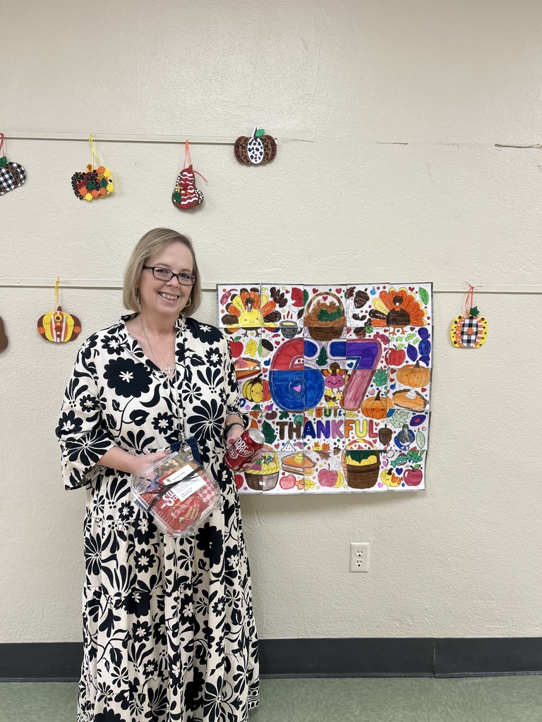 Mrs. Pierce From Edison, 5th grade, won the weekly “ Caught You Here “ attendance meal!