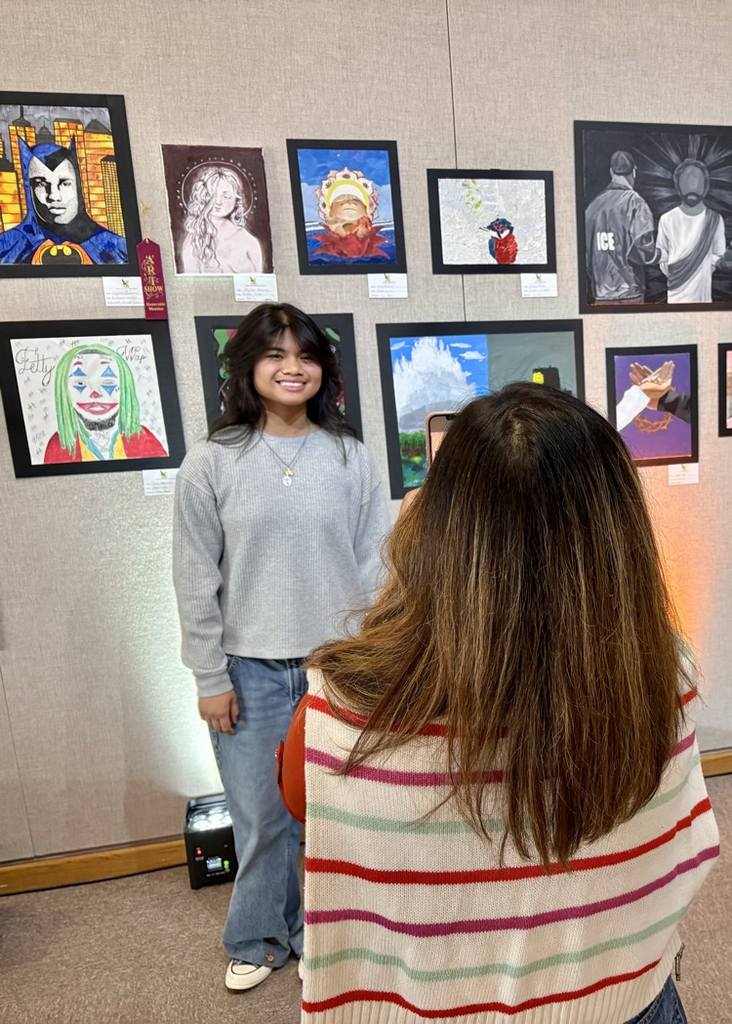 student posing for pic